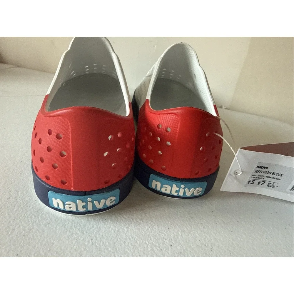 Native Jefferson Block Red/white/blue Usa New Slip On Water Shoe Beach Summer